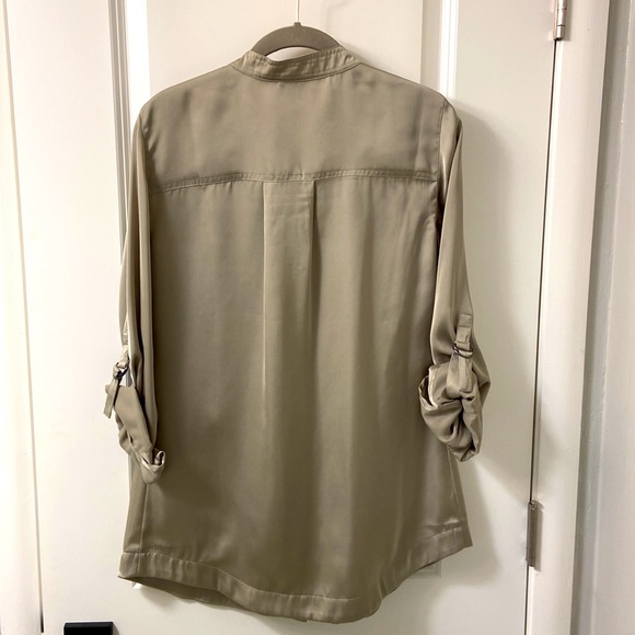 Chicos light olive tunic silk blouse - Picture 2 of 5